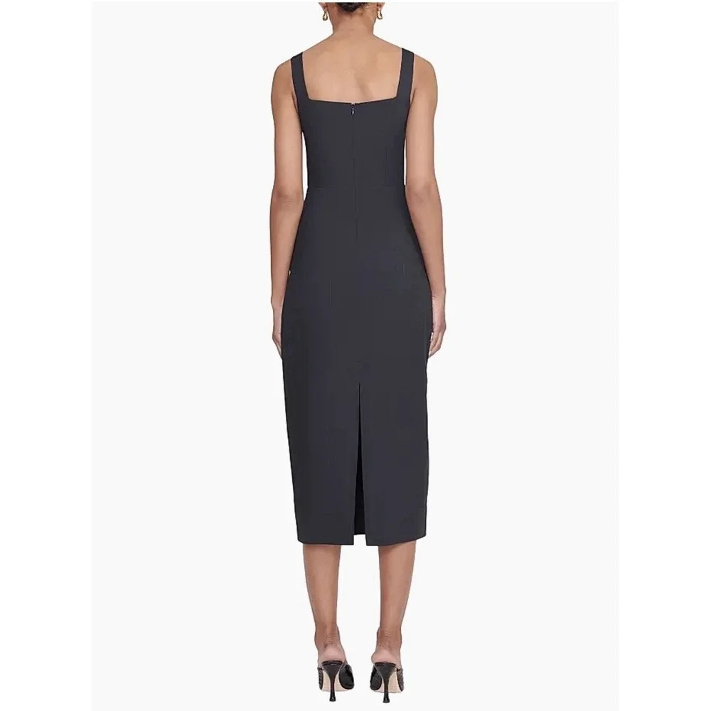 STAUD Sutton Lace Up Black‎ Midi Dress Size 10 New - Picture 11 of 14